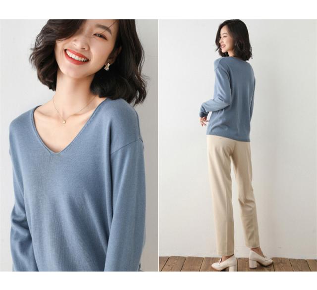 ニットセーター レディース カットソー Vネック 秋服