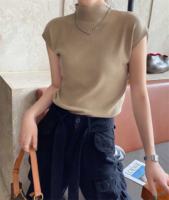 ゆったり ハーフハイカラー 長袖Tシャツ トレンド 2色 韓国n1120 立体ロゴtシャツ 韓国チュニック ロンT プルオーバー 着やせ