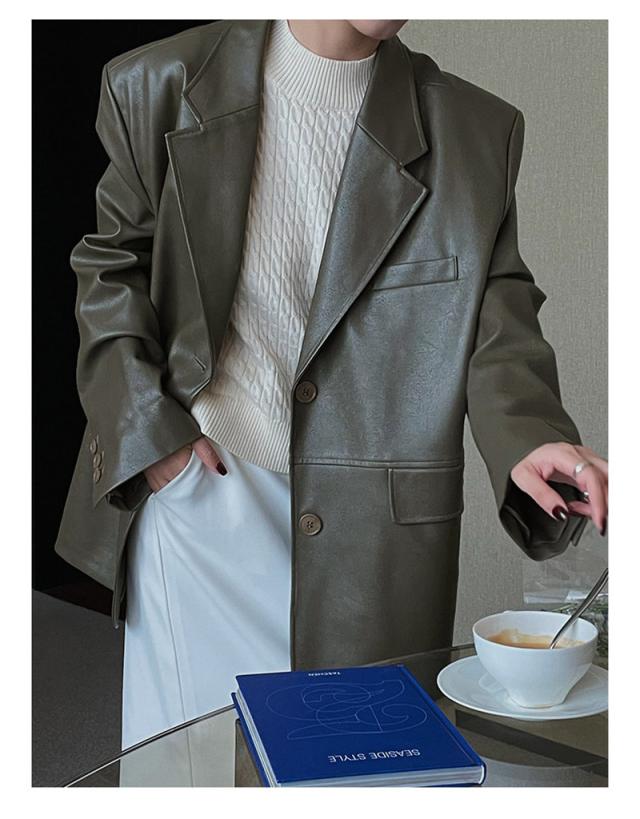 スーツジャケット レザージャケット レディース 革ジャン ゆったり 