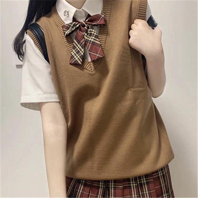 ニットベスト JK系 レディース チョッキ トップス Vネック