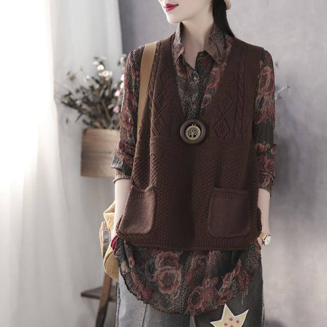 ニットベスト レディース 夏服 袖なし カジュアル プルオーバー ノースリーブ トップス ファッション 花柄 刺繍 レース クロシェ編み 通学 ニットベスト レディース 夏服 袖なし カジュアル プルオーバー