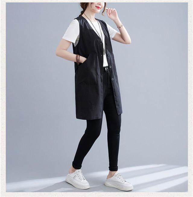パラスパレス 十日 ロングベスト ジレ リネン Vネック ロングベスト ジレ レディース 春夏 リネン Vネック トップス