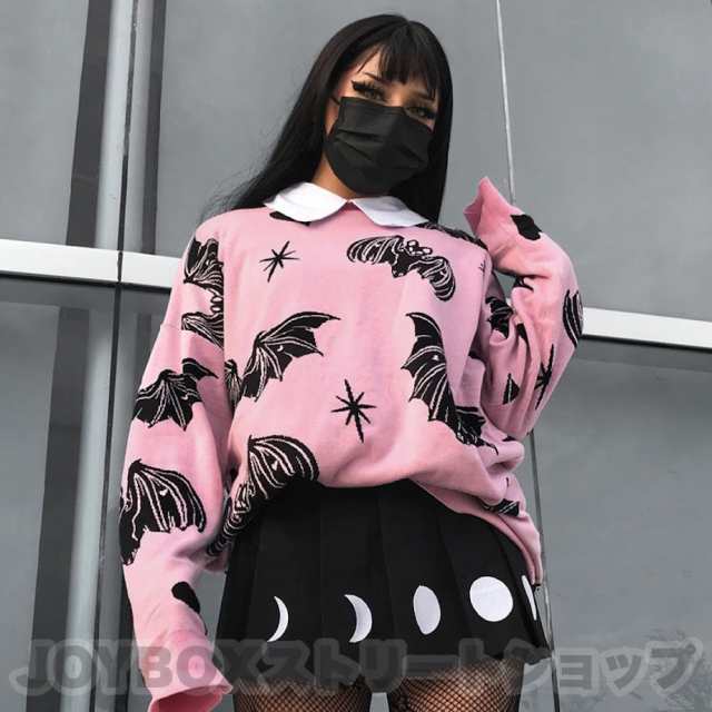 秋服 冬服 長袖 ニット セーター ロック 派手 アイス 個性的 原宿系 韓国