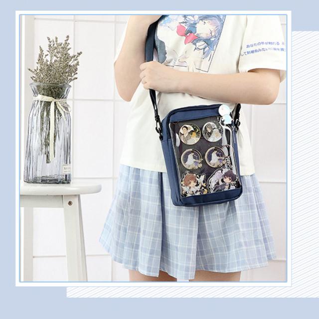 激レアパネル生地　ハンドメイド　片面パネルDカン付きミニバック 新作 Dカン付き 縦型 クリアポケット ショルダーバッグ