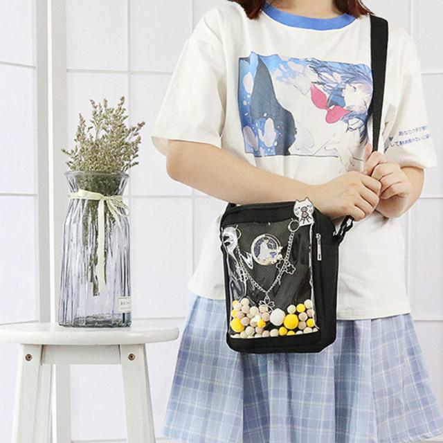 新作 Dカン付き 縦型 クリアポケット ショルダーバッグ