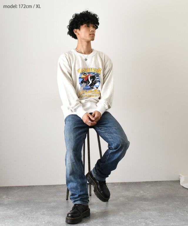 新作 HOUSTON ヒューストン クルーネック バード プリント スウェット