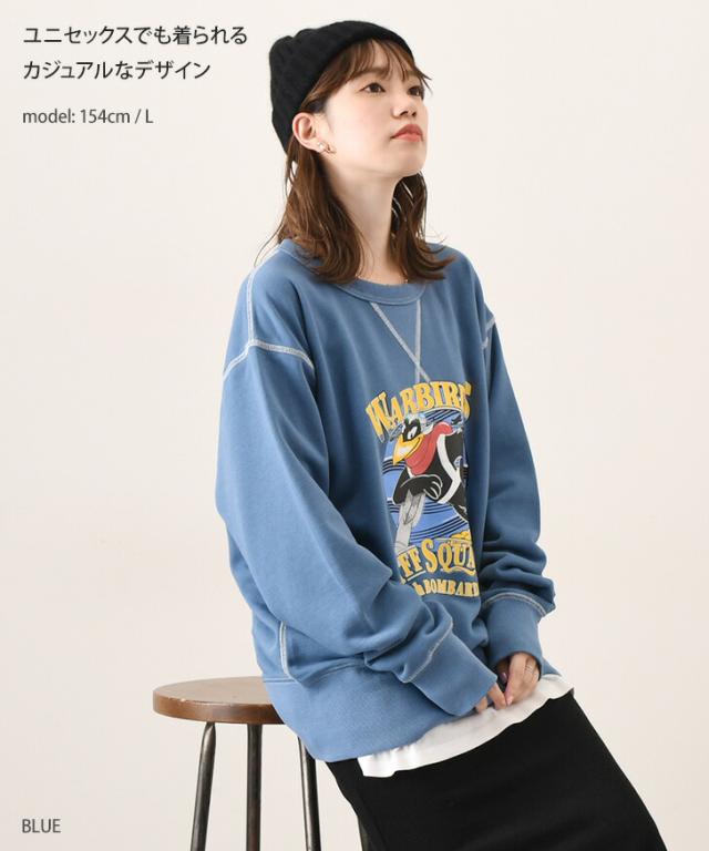 新作 HOUSTON ヒューストン クルーネック バード プリント スウェット