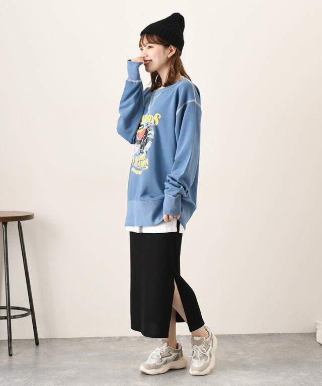 新作 HOUSTON ヒューストン クルーネック バード プリント スウェット