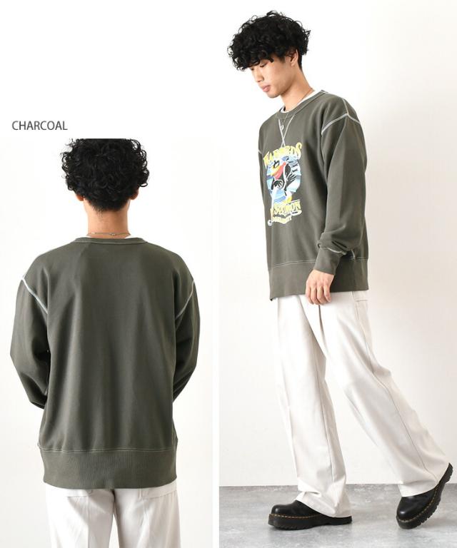 新作 HOUSTON ヒューストン クルーネック バード プリント スウェット