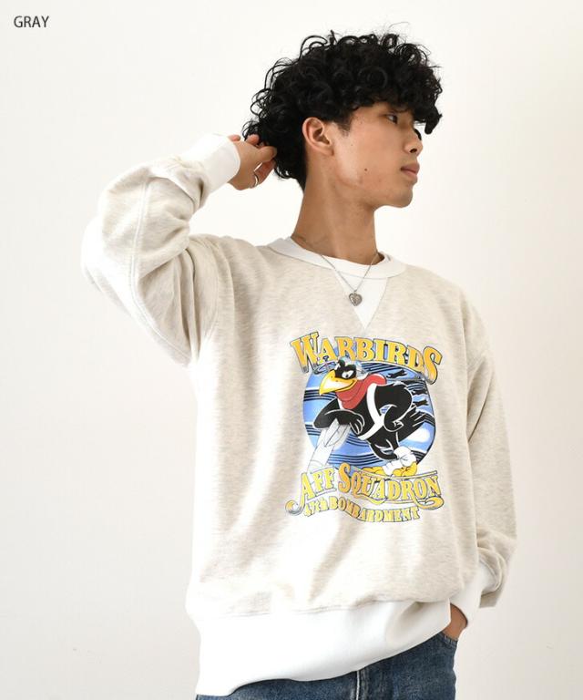 新作 HOUSTON ヒューストン クルーネック バード プリント スウェット