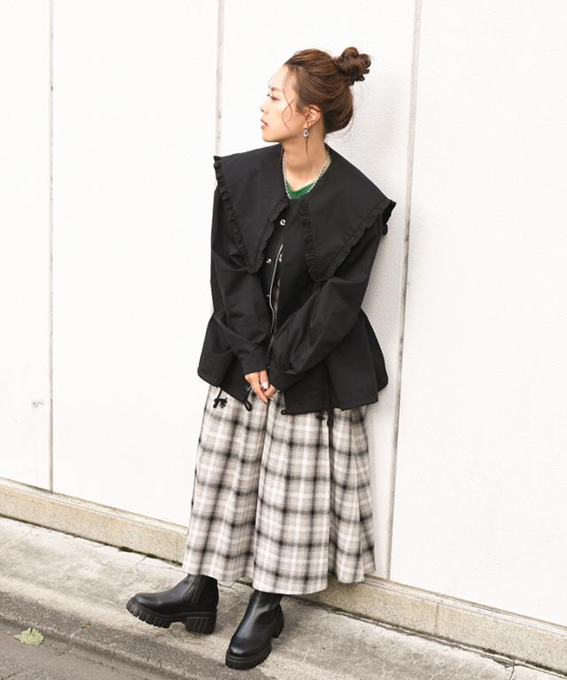 新作 ビッグシルエットフリルビッグカラージャケット レディース