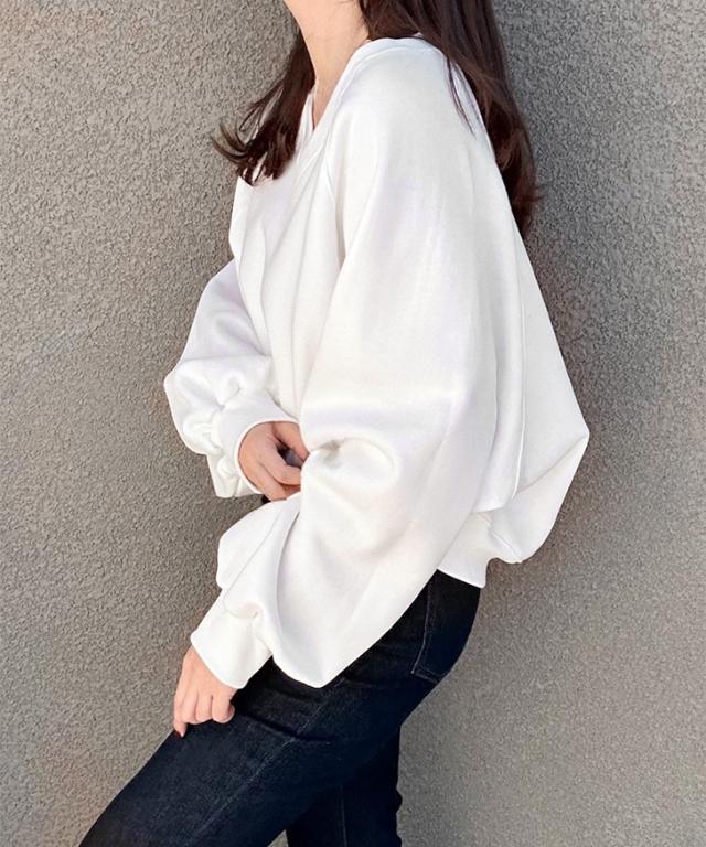 新作 裏起毛Vネックラグランスリーブスウェット レディース トップス 長袖 秋 冬 厚手 暖かい あったか 極暖 大きめ ゆったり ワイド スエット トレーナー おしゃれ 韓国ファッション シンプル カジュアル