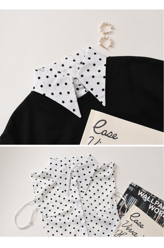 美品】ヴィンテージ 日本製 ネイプル レトロ柄水玉トップス おしゃれ襟  