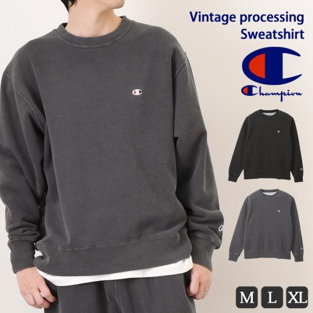 新作  Champion チャンピオン ヴィンテージ加工 クルーネックスウェットシャツ C3-B008 メンズ レディース スウェット トップス 長袖 トレーナー ブランド おしゃれ 古着風 カジュアル ユニセックス
