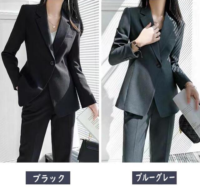 スーツセット レディース パンツ スーツ 黒 セットアップ フォーマル ママ 服 洗える ビジネススーツ 通勤 ゆったり おしゃれ 入学式 卒業式 面接_5