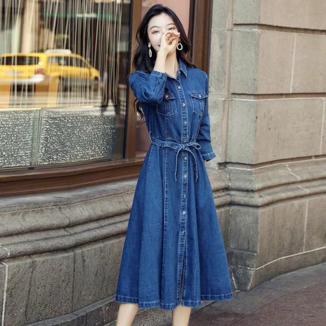 デニム ワンピース ロング 長袖 無地 シャツワンピ 韓国 楽天市場】スリット入り デニム生地 レディース ワンピース 長袖