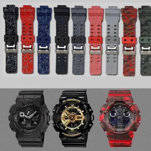 カシオg-shock 腕時計 互換代用ラバーベルト 16mm GLS/GD/GA-100
