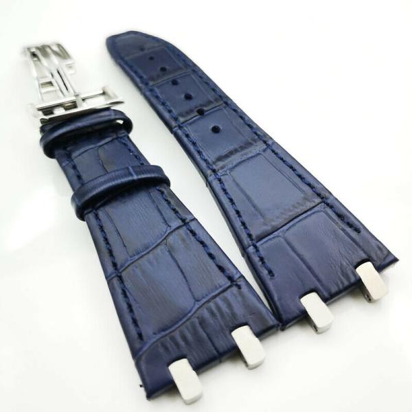 ピゲロイヤルオーク15400等　互換　本革レザーベルト　27mm ブルー ピゲロイヤルオーク15400等 互換 本革レザーベルト 27mm ブルー