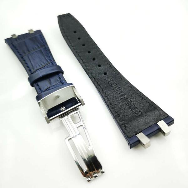 ピゲロイヤルオーク15400等　互換　本革レザーベルト　27mm ブルー ピゲロイヤルオーク15400等 互換 本革レザーベルト 27mm ブルー