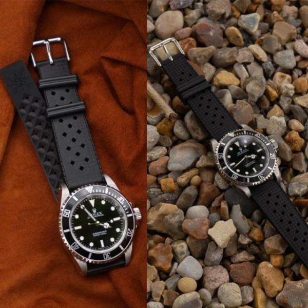 トロピック ラバーベルト ブラック 20mm カーブド・エンド ヴィンテージ トロピカルスタイル 復刻ラバーベルト