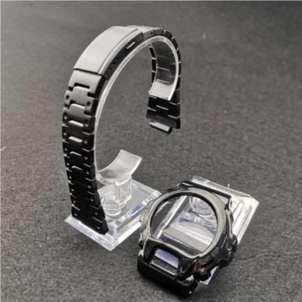 G-SHOCK DW6900用ステンレス ケースベルトセット メタリックブラック G-SHOCKカスタム用 互換品 316Lステンレス ケースベルトセット