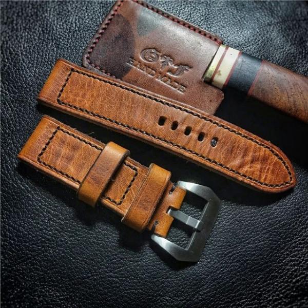 Panerai パネライ向け ハンドメイド レザー バンド ブラウン 20
