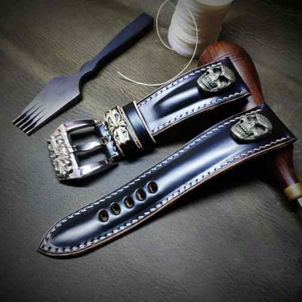 時計 バンド 本革 レザー オリジナル ハンドメイド ストラップ パネライなどに 18 19 20 22 24mm