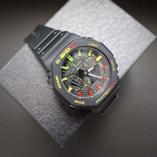 G-shock カシオーク カスタマイズ ga2100-1a1 並行輸入 レゲエカラー 2ndの通販は
