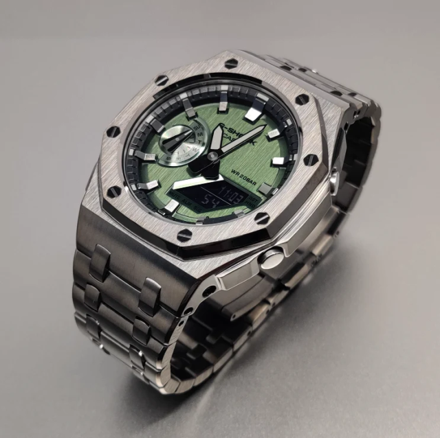 G-shock GM-2100B-3A カシオーク カスタマイズ ステンレス グレー