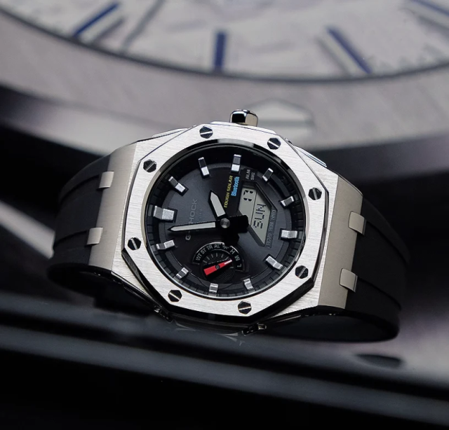 G-shock Gab2100-1A カシオーク　カスタマイズ ブラック　ラバーストラップ　Bluetooth 搭載 ソーラー　オフショアモデル