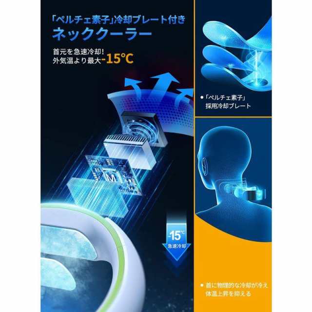 2023年夏新登場・ネッククーラー 首掛け扇風機 携帯扇風機 瞬間冷却