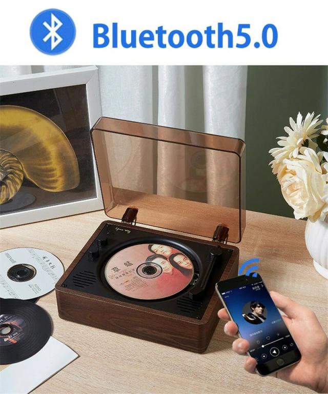 CDプレーヤー おしゃれ 卓上 bluetooth5.0 コンパクト HiFi高音質 スピーカー A-Bリピート USB対応 音楽鑑賞 リスニング 懐かしい 語学勉強 PSE認証済み_2