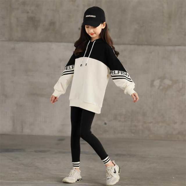 子供服 子供用ジャージ パーカー キッズ フード付き 長袖 女の子 かわいい 冬服 春秋 秋着 上下セット ジュニア 小学生 通学着 スポーツ ｜au  PAY マーケット