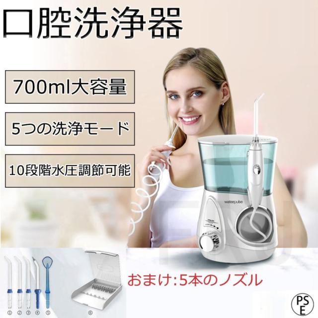 口腔洗浄器 歯垢除去 オーラルケア 口内洗浄機 700ml大容量 10段階水圧調節可能 家庭用 ウォーターピック 歯周ポケット 歯間 歯磨き シンプル 防水防滴