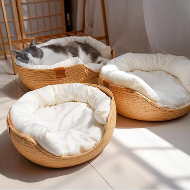 猫ベッド 犬猫用ベッド ラタン ペットソファ ソフト ペット用