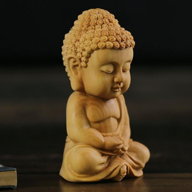 ミニ型 ツゲの木彫り 置物 如来 仏教の開祖 お釈迦様 ミニブッダ