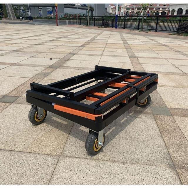 荷台車 4輪 多用途 軽量 調整可能折りたたみ キャリーカートな ドアと窓 ガラス 輸送 6インチ サイレントホイール 耐荷重400kg_6
