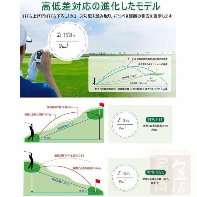ゴルフ 距離計 距離計測器 ゴルフスコープ 携帯型距離計 光学6倍望遠 7測定機能 IPX5防水高低差機能 操作簡単 の通販は