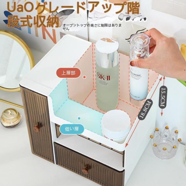 メイクボックス コスメボックス 引き出し 3段式 透明カバー付き メイクボックス コスメボックス ホワイト 白 化粧品 収納 ケース