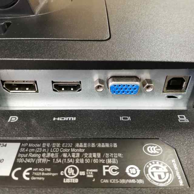 HP E232 23インチ ワイド 液晶モニター 縦置き可 非光沢 ノングレア