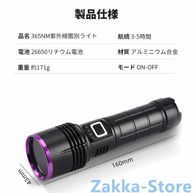 Amazon.co.jp: LUXNOVAQ 20W 充電式UV懐中電灯 365nm UVライト