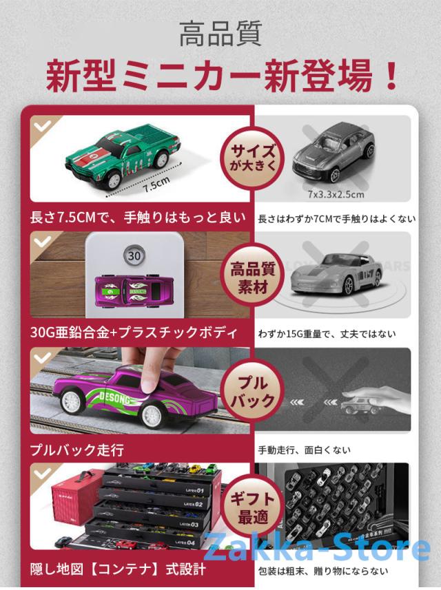 ミニカー おもちゃ 52台セット リアルモデルミニカー コンテナ