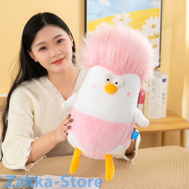アフロ鶏のぬいぐるみ 可愛い かっこいい髪型 抱き枕 おもしろい表情