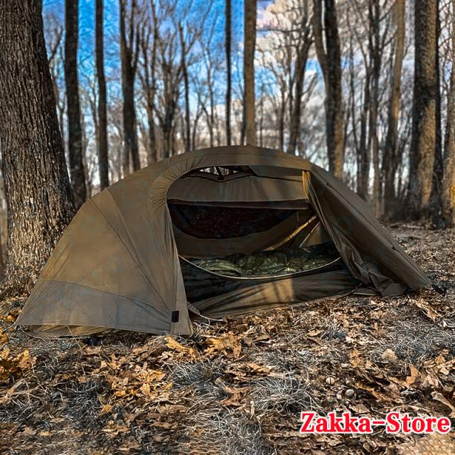 シングルテント ポータブル一人キャンプ 単兵用テント インナーテント+アウターテント  防水 日焼け防止 収納袋付き 簡単設置 通気 防虫 収納便利 家族キャンプ 高品質 防水 防災 大型テント 耐摩耗 宿泊 アウトドア キャンプ用品 一人でのキャンプに最適
