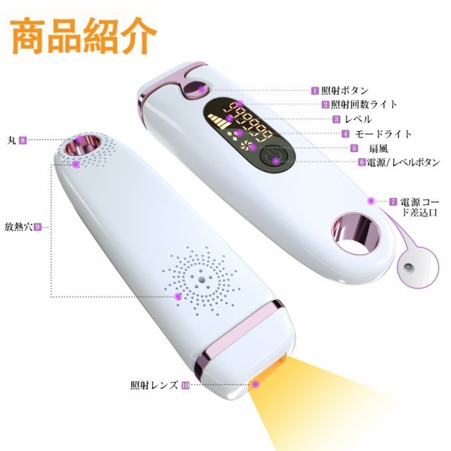 IPL光脱毛器 光美容器　冷却機能 永久脱毛 99万回照射 5階段 メンズ レディース 髭 脇 全身脱毛　小型 家庭用 男女兼用 メンズ レディース 日本語説明書付き_4