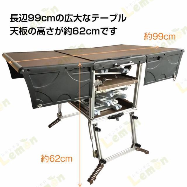 テーブルチェアセット キャンプテーブル 多機能 キャリー カート 調理台 アウトドアテーブル 料理 クッキング 調理スペース キャンプ テーブル BBQ 釣り_4
