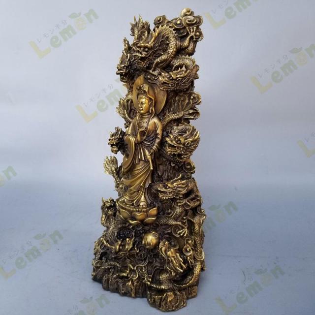 特大サイズ 九龍観音像 観音菩薩像 中国神話 竜生九子 仏像 縁起物