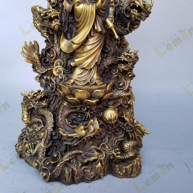 特大サイズ 九龍観音像 観音菩薩像 中国神話 竜生九子 仏像 縁起物