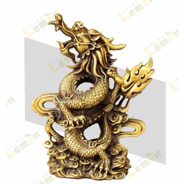 置物 風水 銅製昇龍 開運厄除 祈願成就 銅製置物 ドラゴン 約23.5x10x31cm アイテム 龍 竜 龍神 パワースポット 真鍮 開運 金運 財産運 出世運 恋愛運 幸福