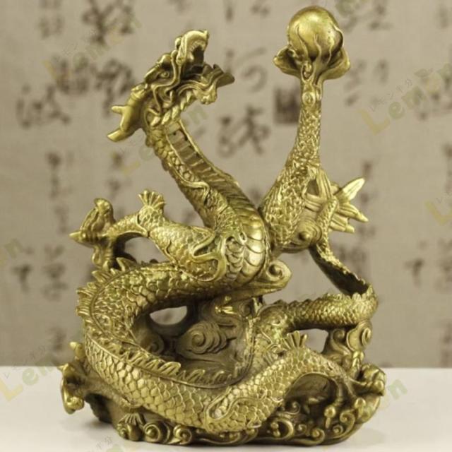 卓上置物 風水 置物 龍 左手に玉を持つ龍 五本爪 龍の置物 龍 竜 真鍮 ブロンズゴールド ドラゴン 風水 アイテム パワースポット 開運 金運 財産運
